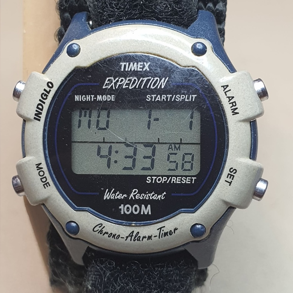 🦋10/$20🦋 Timex Expedition Tan/Black Nylon Digital Alarm Chrono Women's Watch